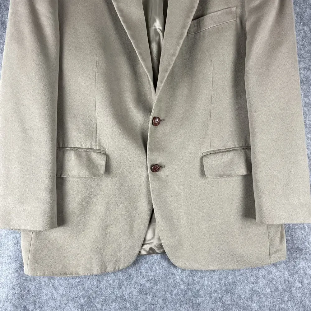 Vintage Ralph Ralph Lauren Faux Suede Blazer‎ Sport Coat Men 44R Beige 2 Button